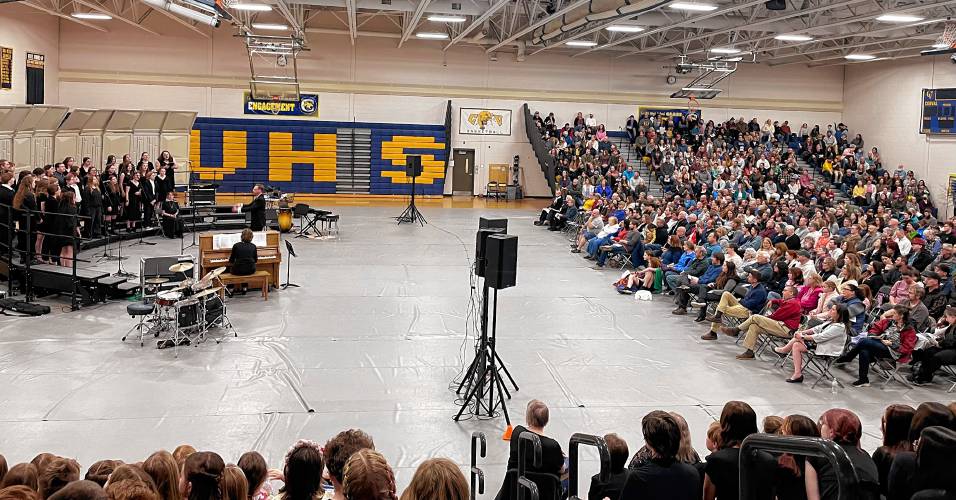 The ConVal gym was full of students from all 11 ConVal schools and their families Tuesday night at the District Choir Concert. 