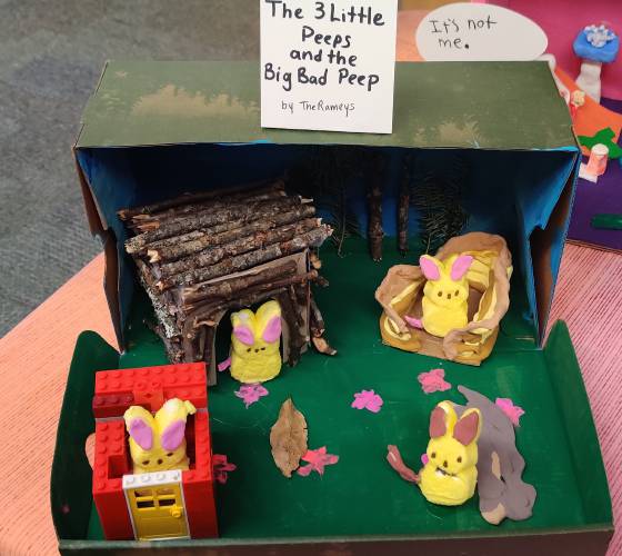 “The Three Little Peeps and the Big Bad Peep,” submitted by the Ramey family. Based on “The Three Little Pigs.”