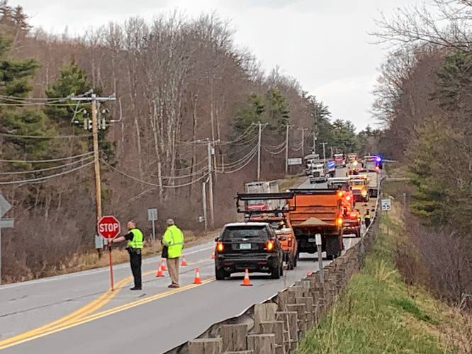 Route 202 in Jaffrey was open to a single lane of traffic by 2:30 p.m. on Wednesday, following a crash between a passenger vehicle and a dump truck, which resulted in a significant fuel spill.