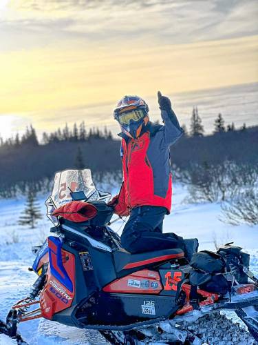Jean-Pierre “JP” Bernier poses for a quick photo on the way into Unalakleet