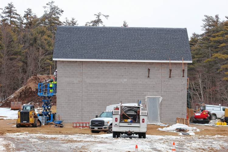 Crews work on the Cold Stone Springs water-treatment facility  on Chamberlain Road in Jaffrey.