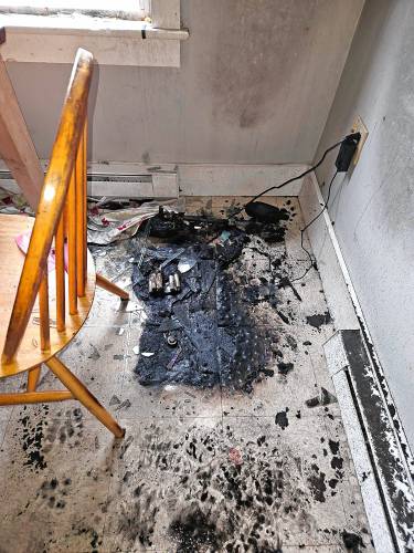 A charging hoverboard caused a small fire and extensive smoke damage in an apartment on Stratton Road March 28.