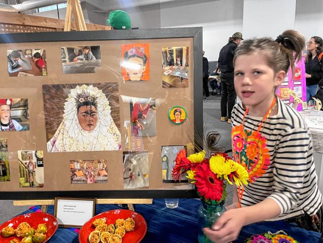 Third-grader Scarlett Reimer, who studied Frida Kahlo, created and served Kahlo’s favorite dessert. 