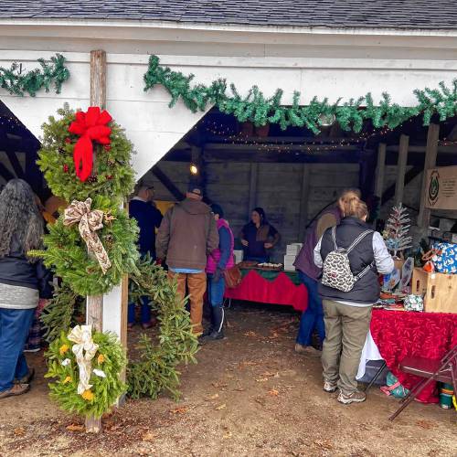 Shoppers at the first Francestown German Holiday Market on Saturday. 