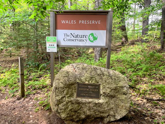 The entrance to the Wales Preserve in Sharon.