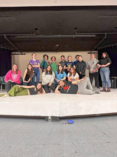 Conval Performing Arts group members, from right, (front) Beau Olesky, Bella Stehly, (second row) Amelia Blanchette, Cupid Torres, Jenna Bergeron, Amanda Bergeron, (back row) Anneliese Strong, Ryan Whitney, Logainne Mackensen, Aramis Olivo, Sophia Judd, Lukas Baker, Jazzy Woodhouse, Ben Mauchaud and choreographer Eve Pierce.