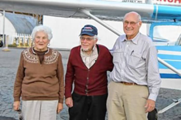 Marcie and Joe Manning of Rindge got a free flight from pilot Harvey Sawyer on Friday, as a thank you from Sawyer to Manning for his service in World War II. 