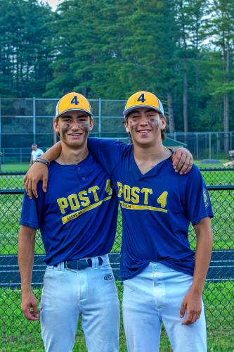 Teammates Justin Borges and Zach Pease are representing ConVal as part of the Keene Post 4 junior team.