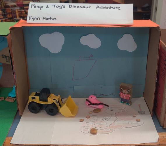 “Peep & Tog’s Dinosaur Adventure,” submitted by Fynn Martin. Based on “Tig & Tog’s Dinosaur Discovery” by Sally Garland.