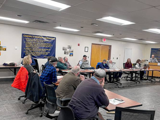 Select board and community members from Dublin, Francestown, Bennington and Temple met with the ConVal Strategic Organization Committee Thursday night. 