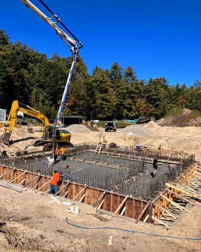 The basement foundation of the future joint water-treatment facility owned by Peterborough and Jaffrey is installed in October.