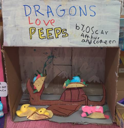 “Dragons Love Peeps,” submitted by the McKinnon and Bryan families. Based on “Dragons Love Tacos” by Adam Rubin.