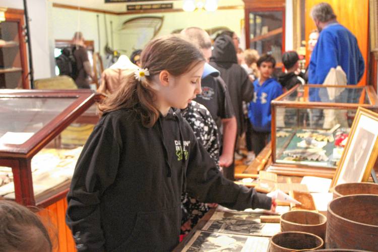 The Florence Rideout Elementary School fourth grade took a tour of downtown Wilton on Thursday, including exploring the Historical Society museum.