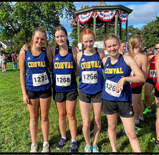 Only four members of the ConVal girls’ cross-country team were healthy enough to compete in the Jamie Martin Invitational: Elizabeth Petrov, Whitney Adair, Sara Mackie and Brielle Proctor.