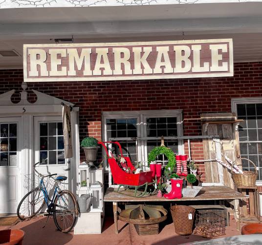 A holiday display outside Remarkable boutique in Peterborough