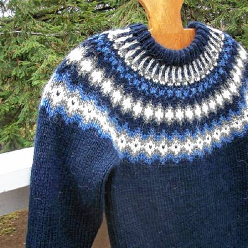 Buddie Sweaters’ signature design, the Icelandic wool yoke sweater.