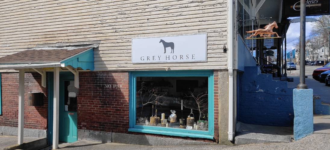 The Grey Horse Candle Company storefront at 40 Main St. in Peterborough, under Steele’s Stationers.