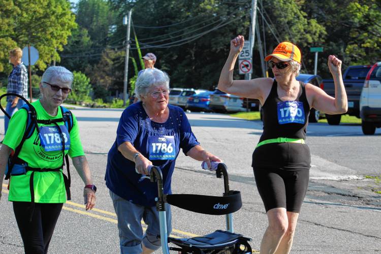 Pat Martin, Marilyn Griska and Laurel Cameron of Rindge, all of whom are over the age of 70, walked together for motivation during the Rindge Le Tour de Common on Saturday.
