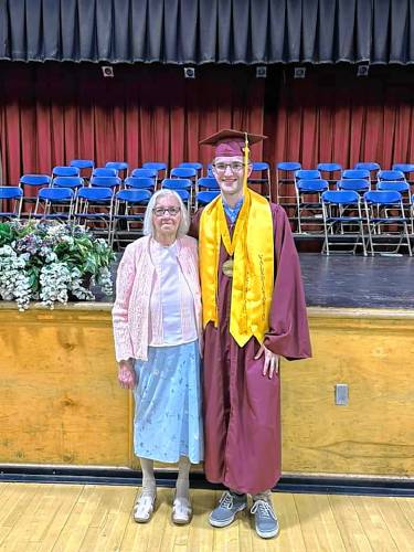  In 1953 Priscilla Jane Peters, a Wilton resident, graduated as valedictorian from Wilton High School. Seventy years later, she was able to see her grandson Austin Davis Kimball graduate from Wilton-Lyndeborough Cooperative School as valedictorian and class president.