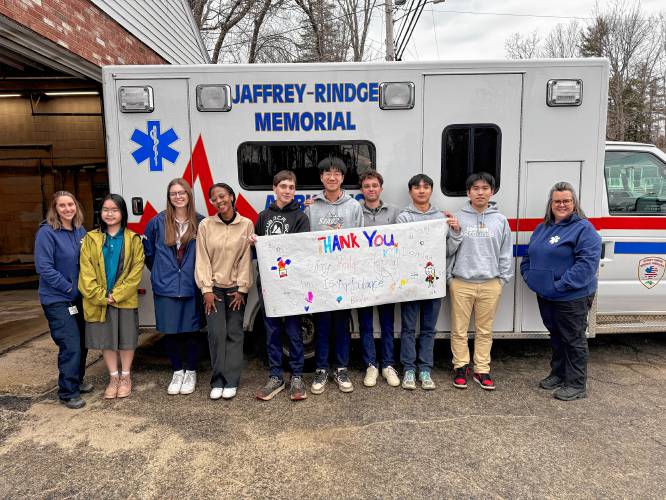 DCA juniors and seniors made gift drops to first-responders in Jaffrey, Rindge, Peterborough, New Ipswich and Keene, including the Jaffrey-Rindge Memorial Ambulance.