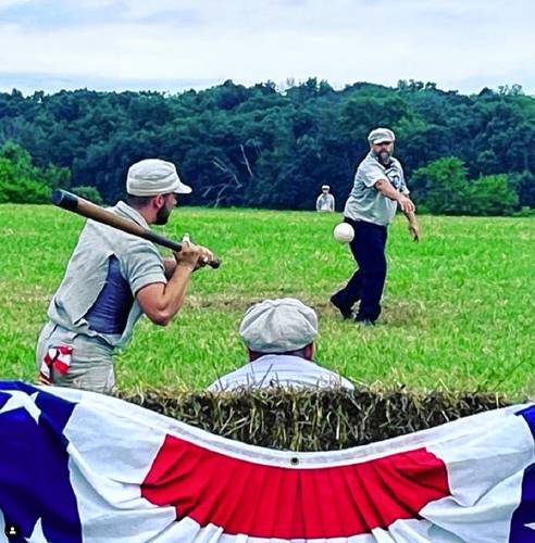 Dirigo Vintage Base Ball Club plays at the Gettysburg National Base Ball Festival. The club was supposed to play at Oak Park in Greenfield Sept. 17, but the game was canceled.