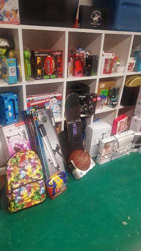 The sporting goods corner at the Sunshine Fund “toy store.” 