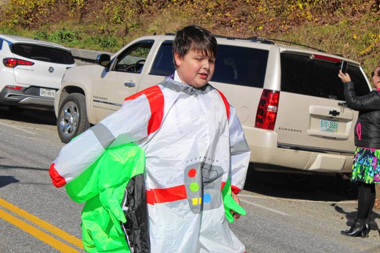 FRES fifth-grader Branson Gordon dresses in an inflatable rocket costume.